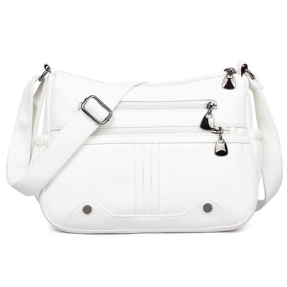 1629 Soft PU Leather Shoulder Handbag Multi Pocket Crossbody Bag Medium